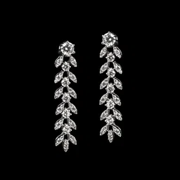 Clara 925 Sterling Silver Rhodium-Plated Leaf Shaped Contemporary Drop Earrings image 1