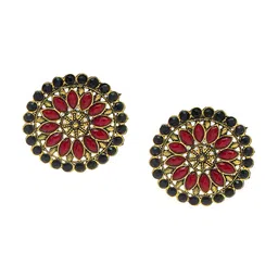 Shining Jewel - By Shivansh Gold-Plated Circular Studs Earrings image 1