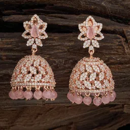 Kushal's Fashion Jewellery Rose Gold-Plated Dome Shaped Jhumkas image 1