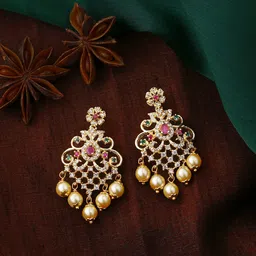 Estele Gold-Plated Floral Drop Earrings image 1