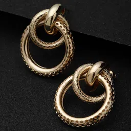 VOGUE PANASH Gold-Plated Circular Shaped Drop Earrings image 1
