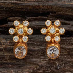 Kushal's Fashion Jewellery 92.5 Pure Silver Gold-Plated Oval Studs Earrings image 1