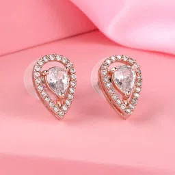 Estele Rose Gold Teardrop Shaped Studs Earrings image 1