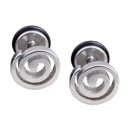 KRYSTALZ Silver-Plated Circular Stud Earrings-image-2