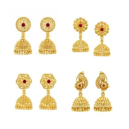 Vighnaharta Gold-Toned Floral Jhumkas Earrings-picture-14