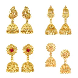 Vighnaharta Gold-Toned Floral Jhumkas Earrings-picture-12