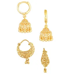 Vighnaharta Set of 2 Gold Plated Floral Hoop Earrings-picture-35