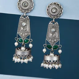 ATIBELLE Silver-Plated Contemporary Drop Earrings-image-87