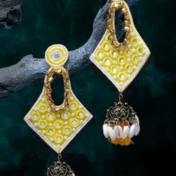 ATIBELLE Gold-Plated Mirror Work Beaded Classic Jhumkas-picture-23