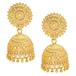 Shining Jewel - By Shivansh Gold-Toned Contemporary Jhumkas Earrings-picture-16