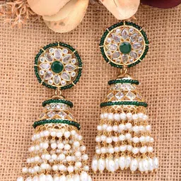 Saraf RS Jewellery Green Contemporary Jhumkas Earrings image 1