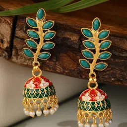Shining Diva Multicoloured Contemporary Jhumkas Earrings-picture-37