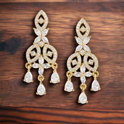 DressBerry Gold-Plated Zircon Stoned Drop Earrings-picture-11