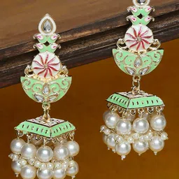 OOMPH Kundan Studded Dome Shaped Meenakari Jhumkas-picture-23