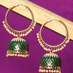 OOMPH Gold-Plated Dome Shaped Jhumkas Earrings image 1