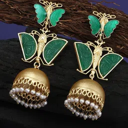 Adwitiya Collection Gold Plated Dome Shaped Jhumkas-picture-22