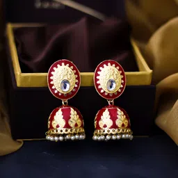 Bellofox Maroon Contemporary Meenakari Jhumkas-picture-21