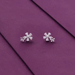 KAI JEWEL Rhodium-Plated 92.5 Sterling Silver Floral Studs Earrings-picture-37