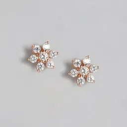 Zavya Rose Gold Floral Studs Earrings image 2
