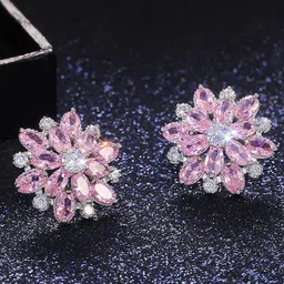 Jewels Galaxy Silver-Plated American Diamond Stud Earrings-picture-36