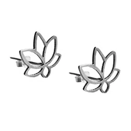 Goldnera Silver-Plated 925 Sterling Silver Floral Studs Earrings-image-1