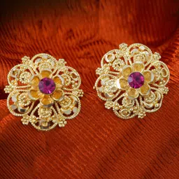 MEENAZ Gold-Plated Floral Studs Earrings-picture-17