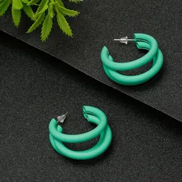 DressBerry Green Circular Half Hoop Earrings-picture-32