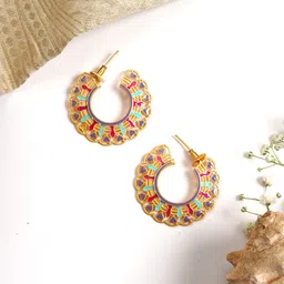 TEEJH Gold-Plated Contemporary Half Hoop Earrings image 1