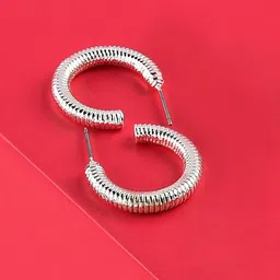 AMI Silver-Toned Contemporary Half Hoop Earrings-image-95