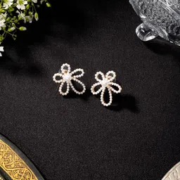 Niscka Silver-Plated Beaded Floral Studs-picture-32