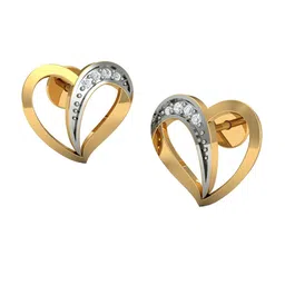 KUBERBOX Dainty Heart 18KT Gold Diamond-Studded Stud Earrings-1.98gm-picture-11