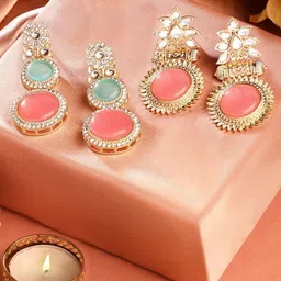 AMI Set of 2 Gold-Plated Contemporary Drop Earrings-image-38