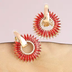 SOHI Gold Plated Artificial Stones Drop Earrings-image-38