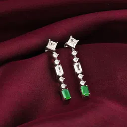 GIVA Rhodium Plated 925 Sterling Silver Contemporary Drop Earrings-picture-56