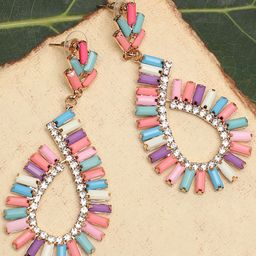 SOHI Gold Plated Stone Studded Teardrop Shaped Drop Earrings-picture-13