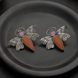 VENI 92.5 Silver Oxidised Contemporary Studs Earrings-picture-22