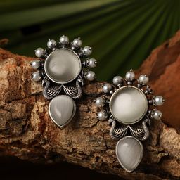 VENI Silver Plated Oxidised Contemporary Studs-picture-6