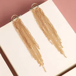 SOHI Gold Plated Contemporary Drop Earrings-picture-43