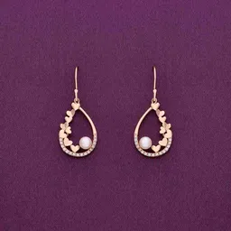 KAI JEWEL Rose Gold-Plated 92.5 Sterling Silver Pearls Embedded Drop Earrings image 1