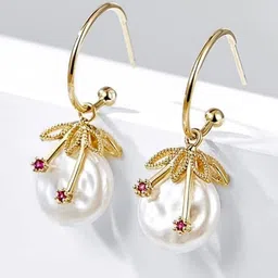 EL REGALO Alloy Stone Studded Floral Hoop Earrings image 1