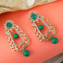 ANIKAS CREATION Green Contemporary Drop Earrings-picture-17