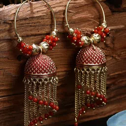 ANIKAS CREATION Gold-Plated Dome Shaped Jhumkas image 1