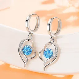MYKI Silver-Plated Blue Contemporary Drop Earrings image 1