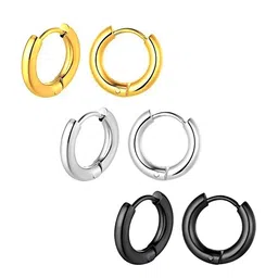 KARISHMA KREATIONS Unisex Set Of 3 Contemporary Hoop Earrings-picture-29