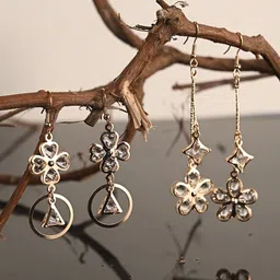 BuckleUp Pack Of 2 Gold-Plated Stone-Studded Contemporary Drop Earrings-picture-51