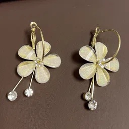 Celestique Floral Shaped Hoop Earrings-picture-42