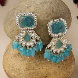 Sukkhi Gold Plated Kudan Studded Beaded Jhumkas-picture-17