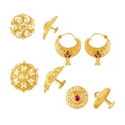 Vighnaharta Set Of 4 Gold-Plated Cubic Zirconia Studded Contemporary Studs-picture-13