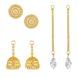 Vighnaharta 3 IN 1 Gold-Plated Stud Earrings With Jhumkha & Chain Drop-picture-22