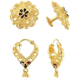 Vighnaharta Set Of 2 Gold-Plated Contemporary Studs & Hoop Earrings-picture-37